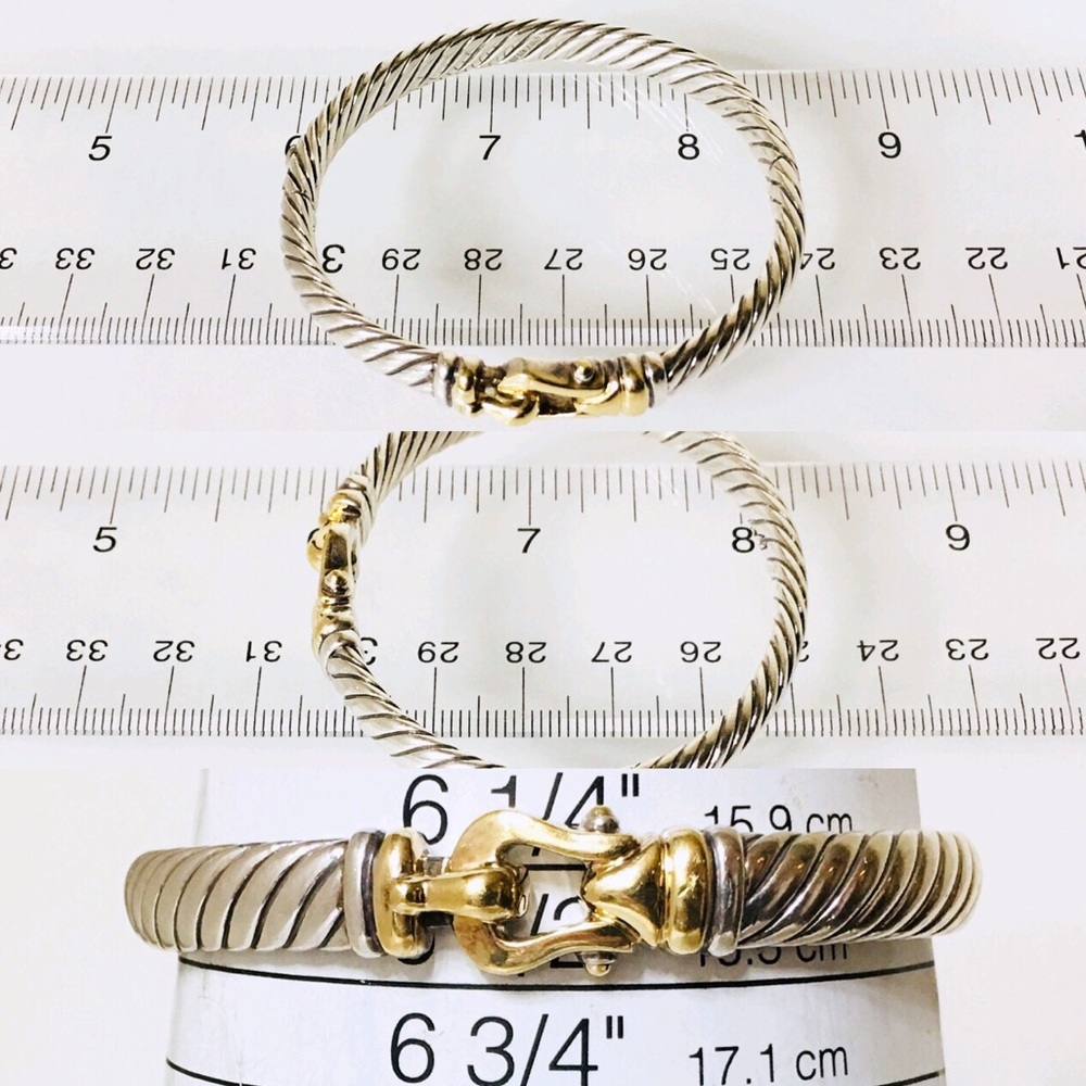 David Yurman 925 18k Cable Buckle Bangle Bracelet - Picture 6 of 8